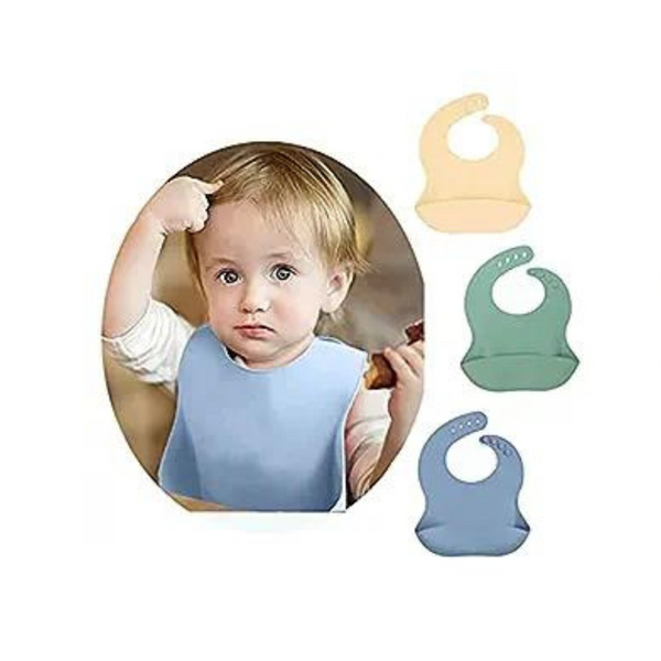 Pack de 3 baberos de silicona para bebés 