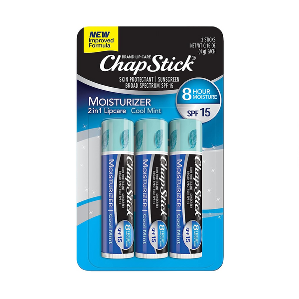 Tubos de bálsamo labial de menta fresca y humectante ChapStick de 3 unidades