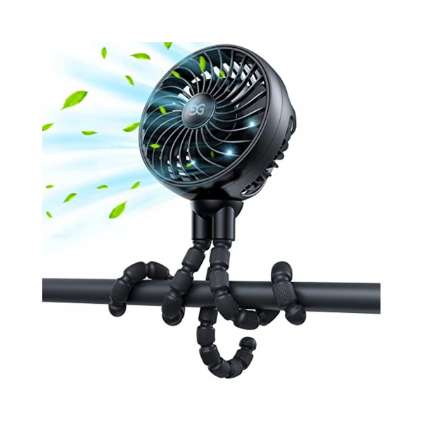 Stroller Fan With Flexible Tripod Clip And Rechargeable Battery