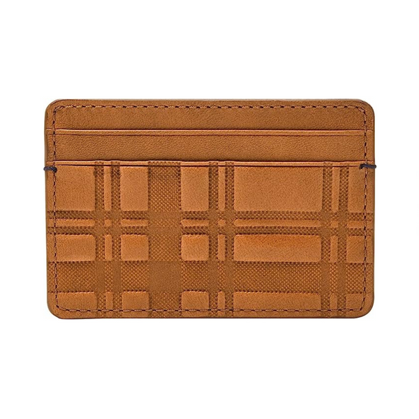 Fossil Cartera minimalista de cuero con bolsillo frontal para hombre