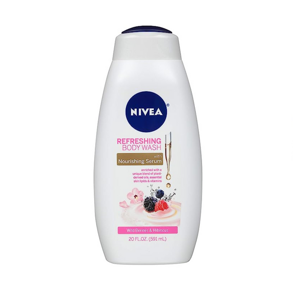 NIVEA Wild Berries and Hibiscus Refreshing Body Wash with Nourishing Serum (20 Fl Oz Bottle)