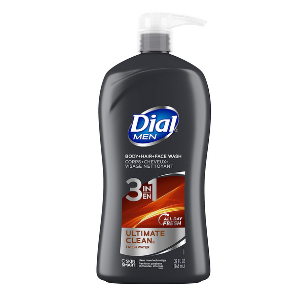 Dial Men 3 en 1 gel de baño, cabello y rostro, limpieza definitiva (32 fl oz)