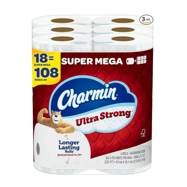 Charmin Ultra Strong Toilet Paper (36 Super Mega Rolls = 216 Regular Rolls)