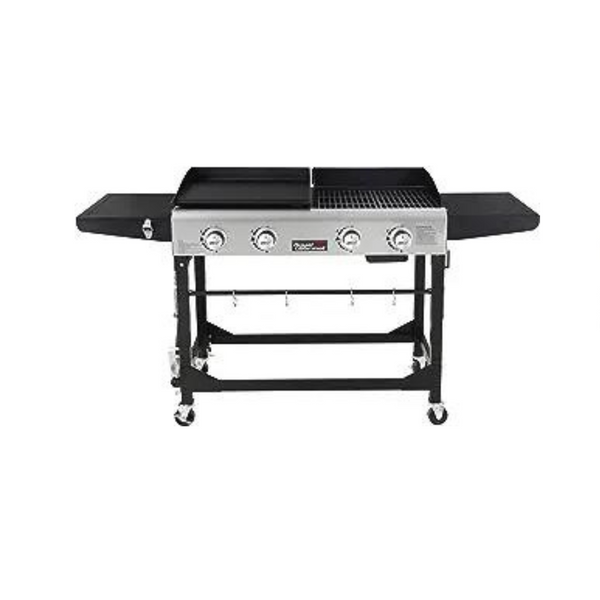 Royal Gourmet Portable Propane Gas Grill and Griddle Combo with Side Table