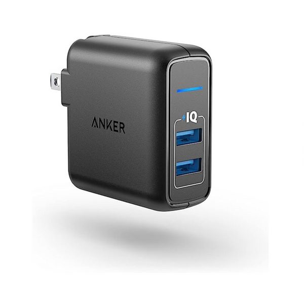 Cargador de pared Anker Elite de doble puerto de 24 W, PowerPort 2 con PowerIQ y enchufe plegable