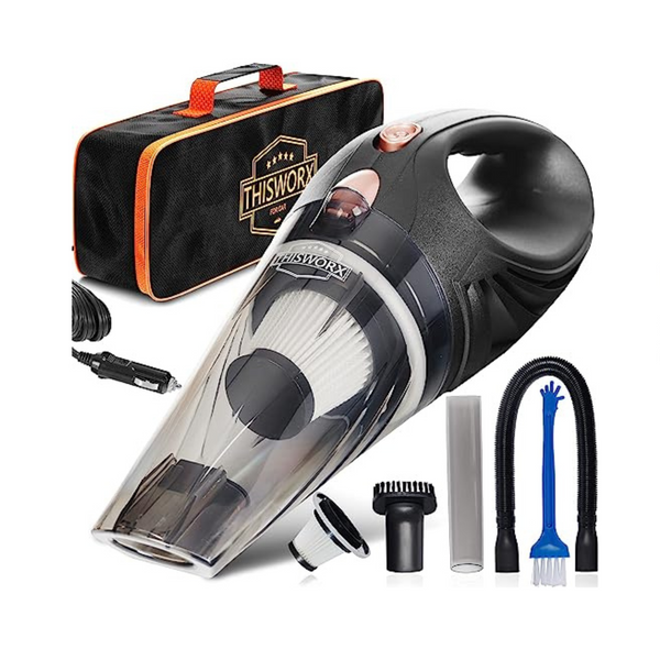 ThisWorx Small 12V High Power Handheld Portable Car Vacuum w/Attachments