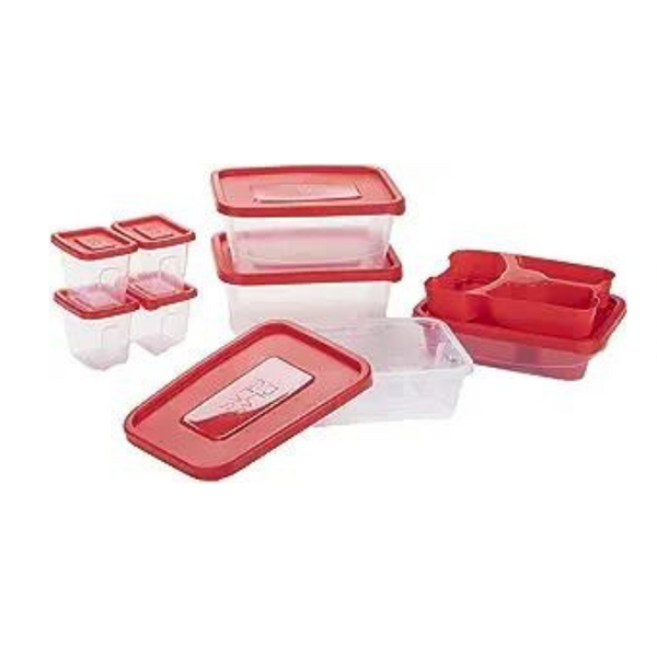 Juego de 8 recipientes de plástico para almacenamiento de alimentos Mind Reader Meal Prep con tapas