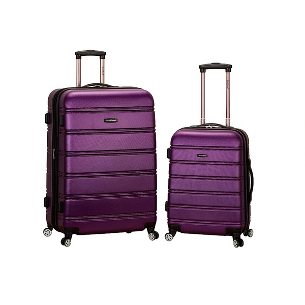 Rockland Melbourne Hardside Expandable Spinner Wheel Luggage, Purple, 2-Piece Set