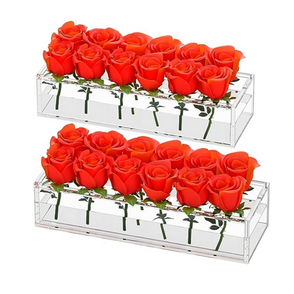 2-Pack Acrylic Rectangular Vase Flower Vase, 24 Inches