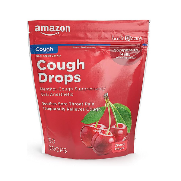 160-Ct Amazon Basic Care Cherry Cough Drops