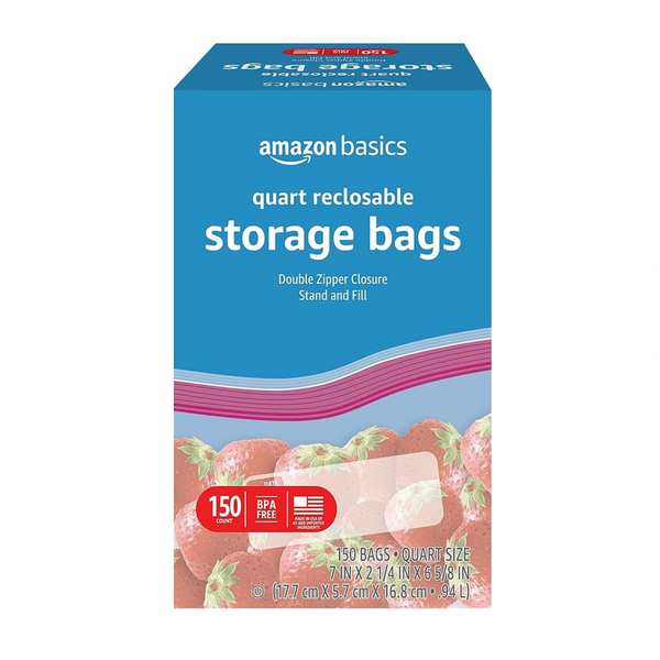 Bolsas de almacenamiento de alimentos de un cuarto de galón de Amazon Basics (150 unidades)