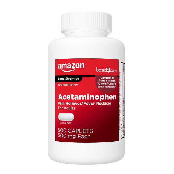 Amazon Basic Care Extra Strength Acetaminophen Caplets, 500 mg, Pain Reliever/Fever Reducer (500 Count)