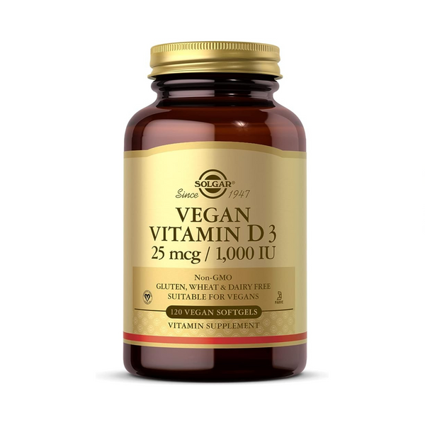 Solgar Vitamina D3 Vegana, 25 mcg (1000 UI) – 120 Cápsulas Blandas