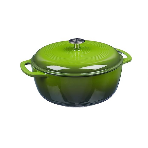 Amazon Basics Horno holandés redondo cubierto de hierro fundido esmaltado, 6 cuartos, verde