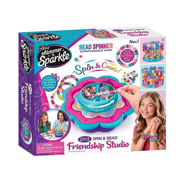 Cra-Z-Art Shimmer 'N Sparkle 2-en-1 Spin &amp; Bead Friendship Studio fabricante de pulseras