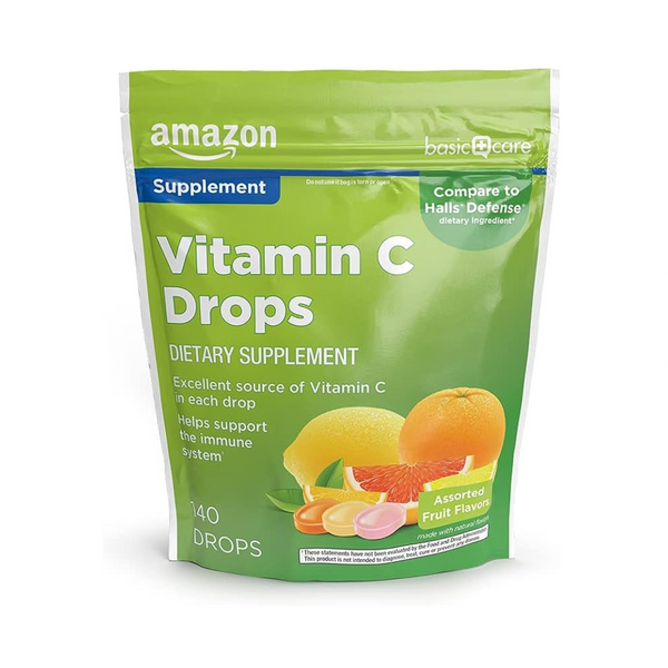 Amazon Basic Care Vitamin C Supplement Drops, Lemon, Orange & Grapefruit (140 Count)