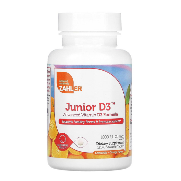 Zahler Junior D3 Vitamins 1000 IU Chewable Vitamin D3 for Kids, Orange Flavor (120 Count)