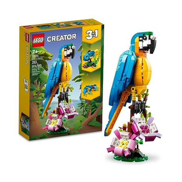 LEGO Creator 3 in 1 Exotic Parrot to Frog to Fish Animal Figures Building Toy (253 Pcs)