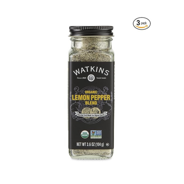 3 botellas de tarro de especias Watkins Gourmet Lemon Pepper