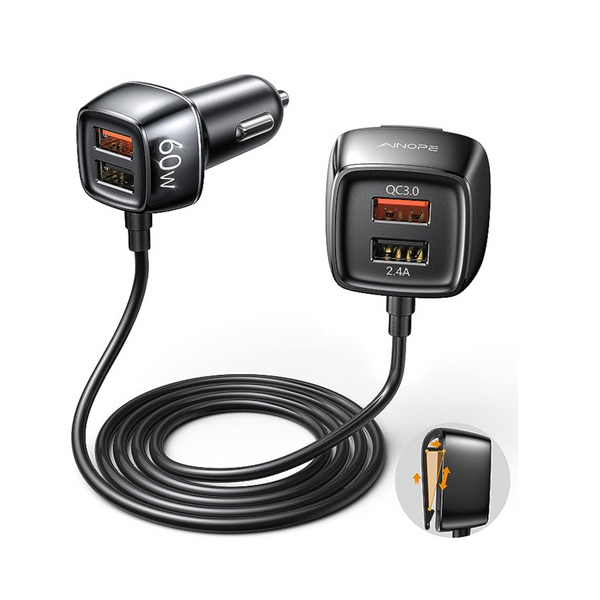 Ainope 60W USB Quick Charge Car Charger with 4 USB Ports