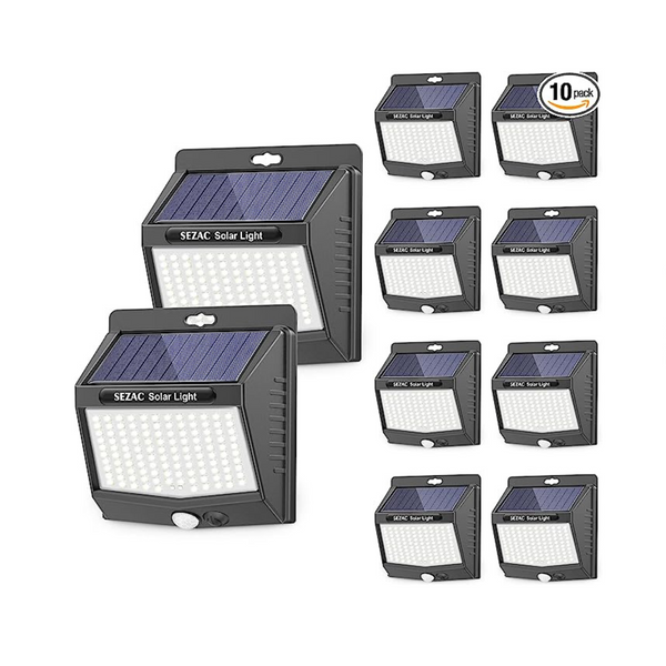 SEZAC Pack of 10 Solar Outdoor Security LED Lights