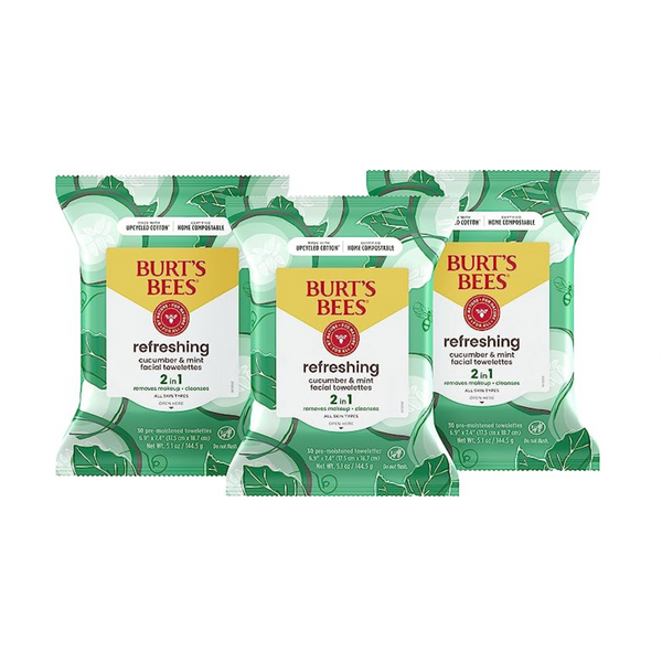 Burt’s Bees Makeup Remover Facial Cleansing Towelettes (3 Packs of 30 Wipes)