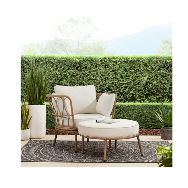 Better Homes & Gardens Willow Sage All-Weather Wicker Outdoor Cuddle Chair and Ottoman Set