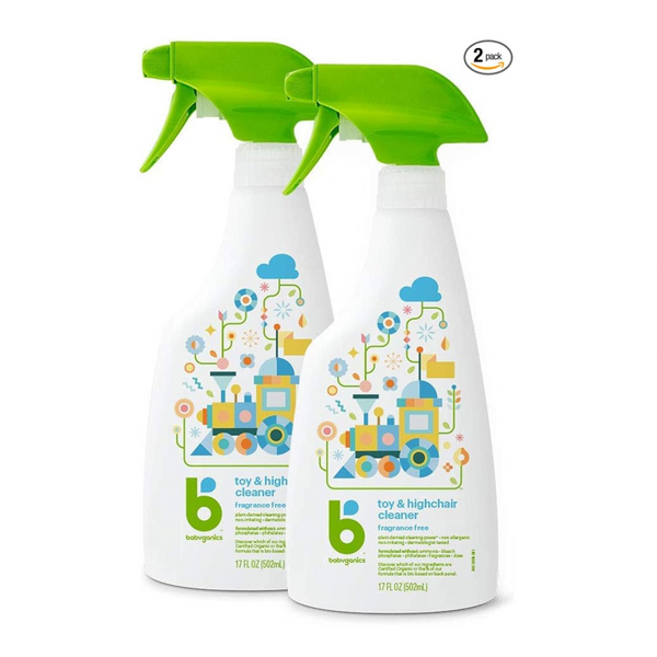 Babyganics Toy & Highchair Cleaner Spray (17oz Spray Bottles, Pack of 2)