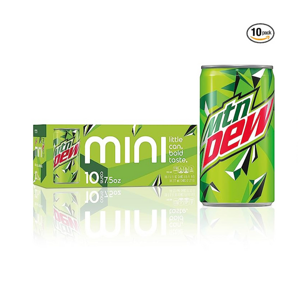 10 Mini Cans of Mountain Dew Soda