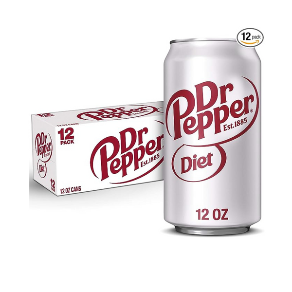 36 latas de refresco dietético Dr Pepper o A&amp;W Cream Soda sin azúcar