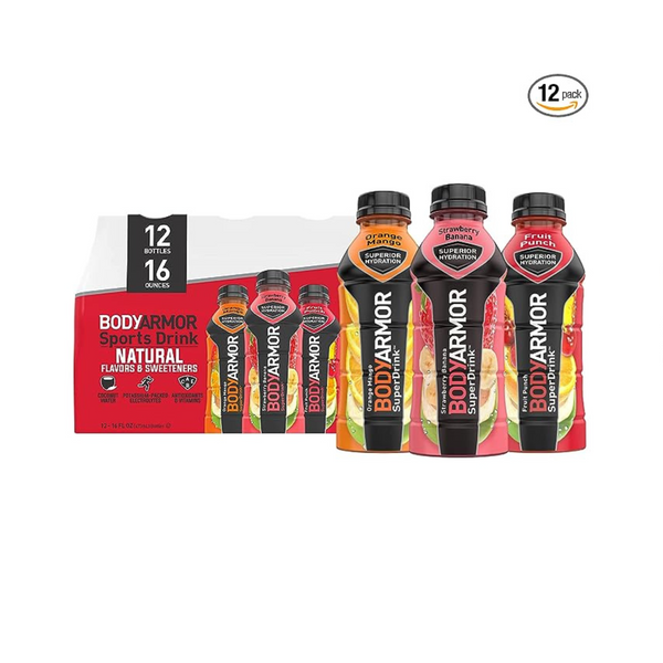 Paquete variado de bebidas deportivas BODYARMOR, paquete de 12, 16 onzas líquidas