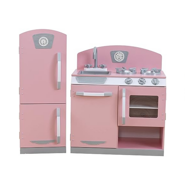 KidKraft Juego de cocina y refrigerador retro de madera, 2 piezas