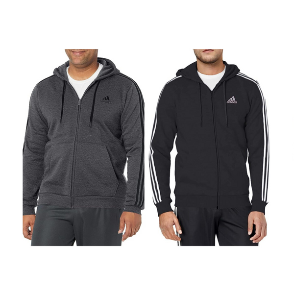 adidas Men’s Essentials Fleece 3-Stripes Full-Zip Hoodies