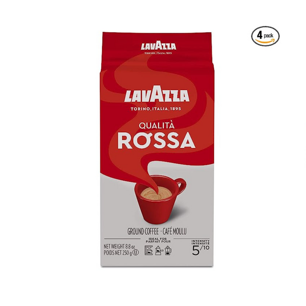 Paquete de 4 bolsas de mezcla de café molido tostado medio Lavazza Qualita Rossa