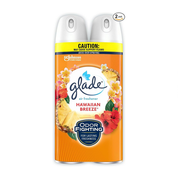 2 latas de ambientador Glade en spray para combatir olores, brisa hawaiana (latas de 8,3 oz)