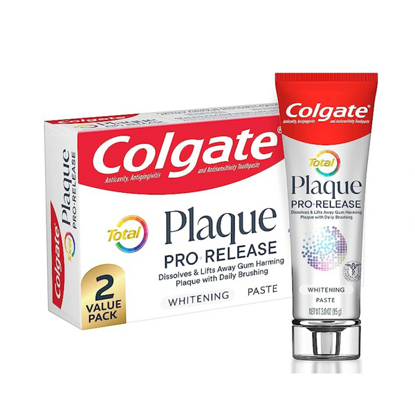 2 tubos de pasta de dientes blanqueadora Colgate Total Plaque Pro Release de 3 oz