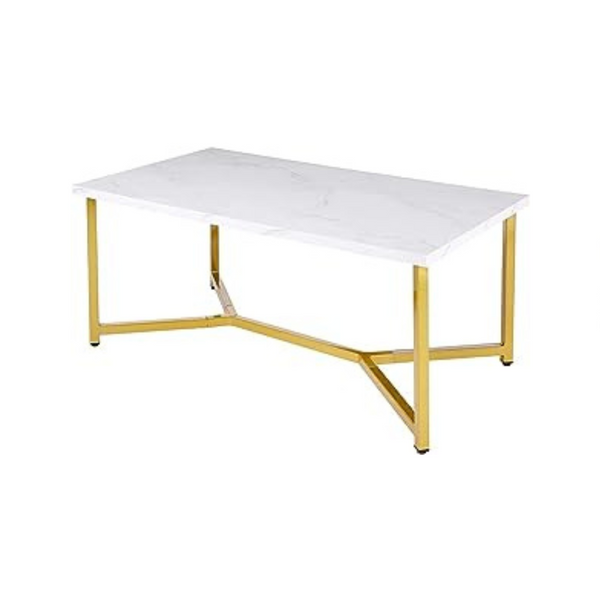 AZL1 Life Concept Marble Gold Mid Century Modern Rectangle Coffee Table