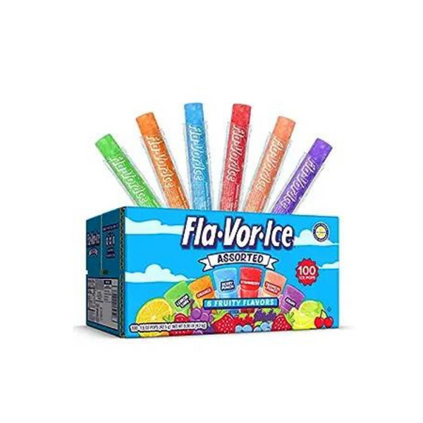 Fla-Vor-Ice Popsicle Paquete variado de barras congeladoras de 1.5 oz, sabores variados, 100 unidades