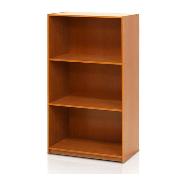 Furinno Basic 3-Tier Bookcase Storage Shelves, Light Cherry