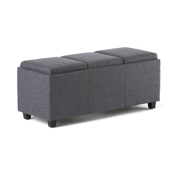 SIMPLIHOME Avalon 42 Inch Wide Contemporary Rectangle Storage Ottoman