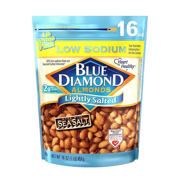 Blue Diamond Almendras ligeramente saladas bajas en sodio (bolsa resellable de 16 oz)