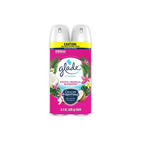 Glade Ambientador en spray para combatir el olor, flores tropicales exóticas (8.3 oz, 2 unidades)