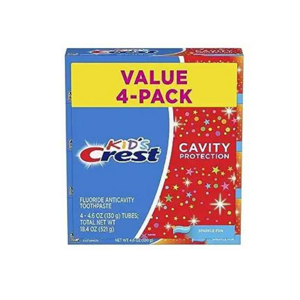 Pasta dental Crest Kids Cavity Protection, sabor divertido y brillante, 4.6 oz, paquete de 4