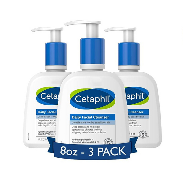 3 Bottles of Cetaphil Daily Facial Cleanser Face Wash