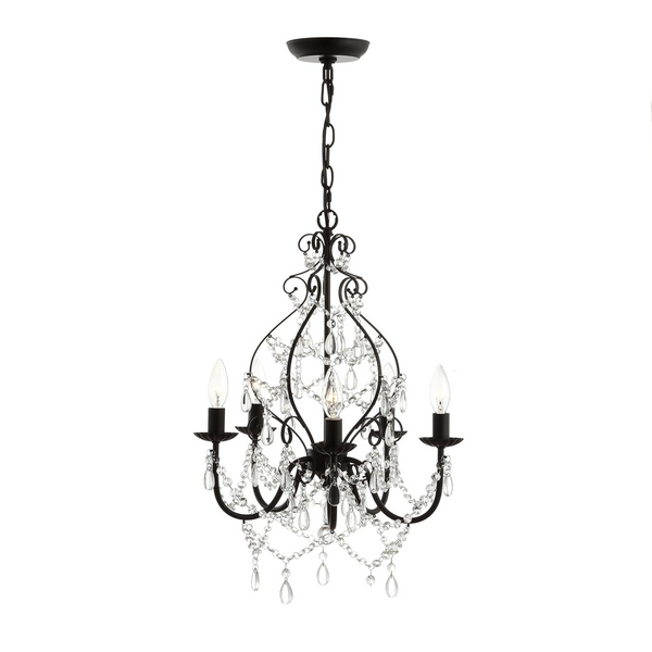 JONATHAN Y Maura 5-Light 17″ Crystal/Metal LED Chandelier