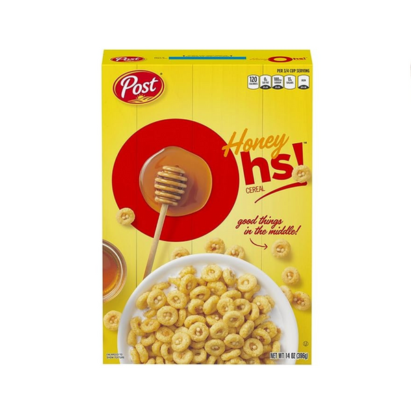 Post Honey Oh!s cereal, cereal de desayuno Ohs relleno, 14 onzas (paquete de 8)