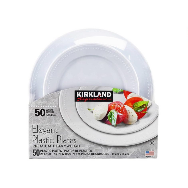 50 Premium Heavy Weight Kirkland Signature Elegant Plastic Plates