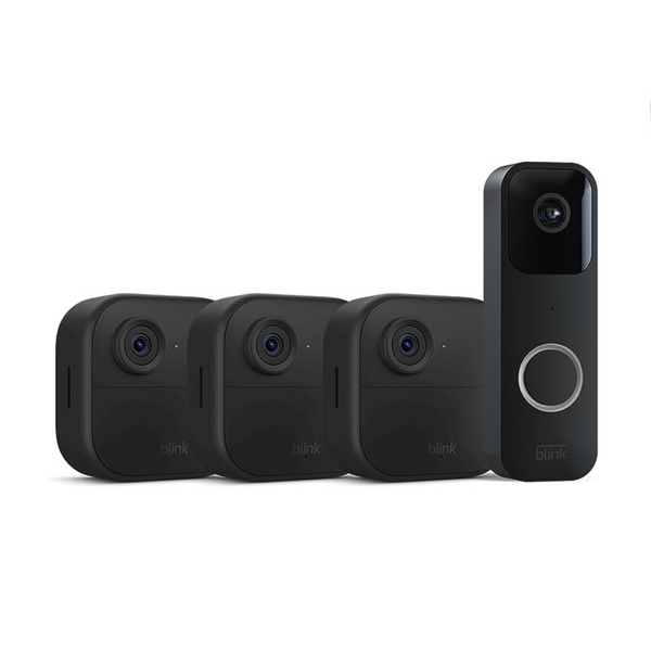 Blink Video Doorbell + 3 cámaras de seguridad inteligentes para exteriores (4.ª generación)