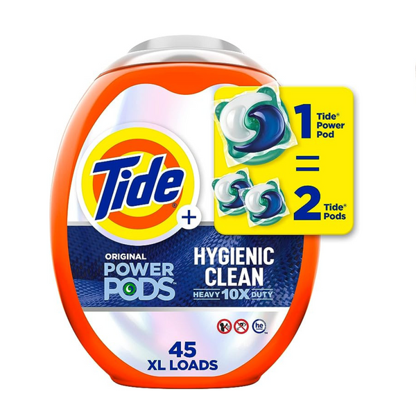 Tide Power PODs Hygienic Clean Heavy Duty (45 Power Pods = 90 Pods regulares)