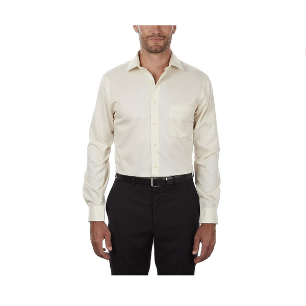 Camisa de vestir para hombre lisa elástica con cuello flexible y ajuste regular de Van Heusen (color lona)